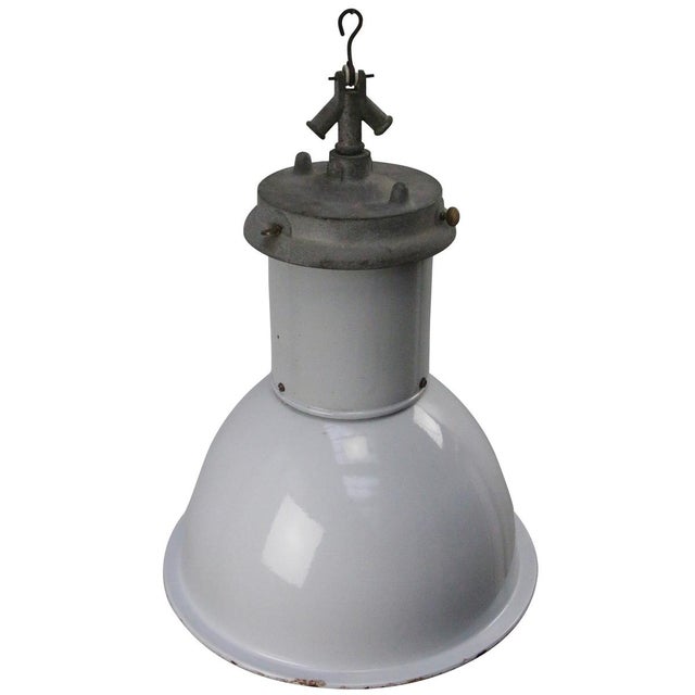 Industrial Vintage Industrial British Gray Enamel Pedant Light, 1950s For Sale - Image 3 of 6