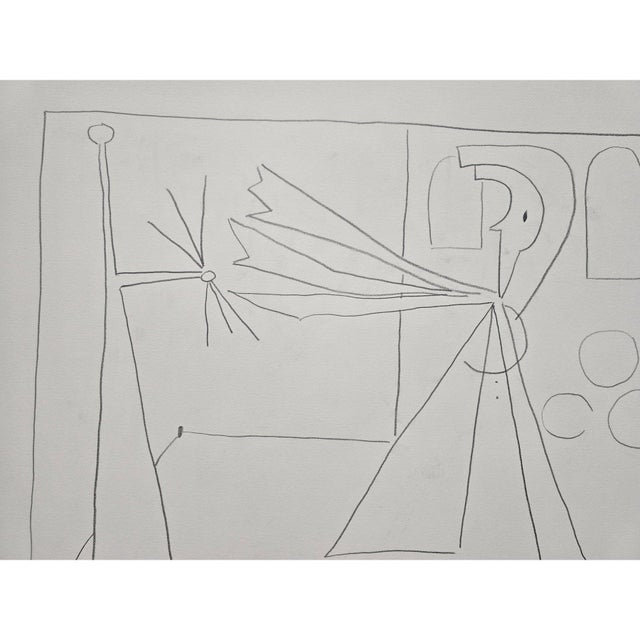 Contemporary W 30 by H 23 Picasso Style Minimalist Pen Drawing / Neutral Palette, Unframed For Sale - Image 3 of 7