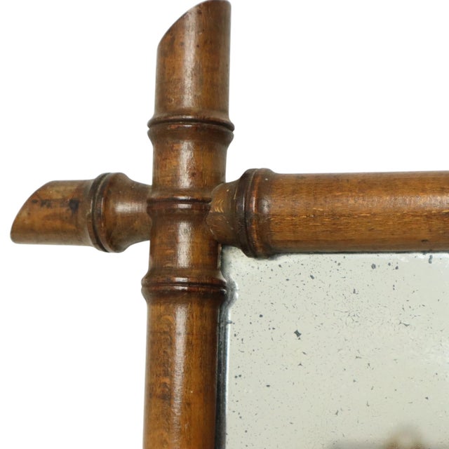 1920s French Faux Bamboo Mirror in Wood, 1920s For Sale - Image 5 of 14