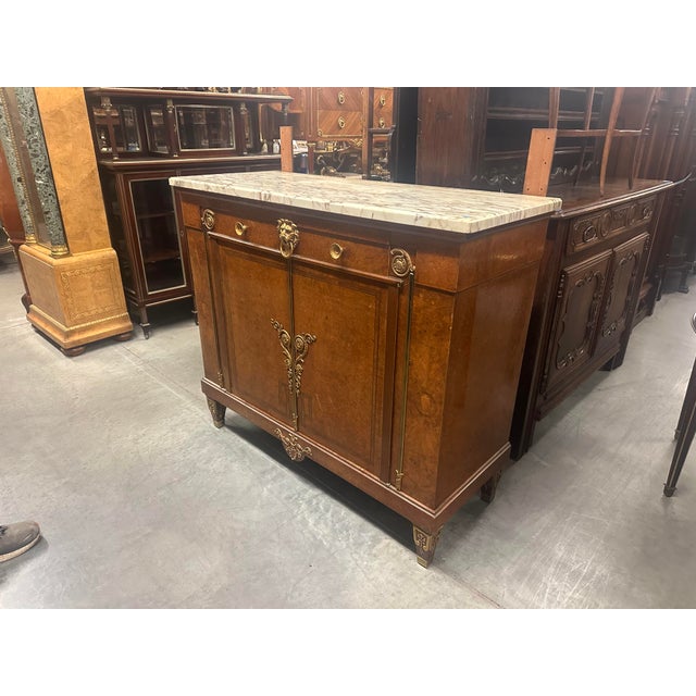 French Signed Maison Krieger of Paris Burled Walnut Mirrored Bronze Mounted Buffet For Sale - Image 3 of 12