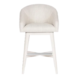 Ryder Bar Stool in Index Porcelain with Wood Retro Swivel Base & Casablanca Finish