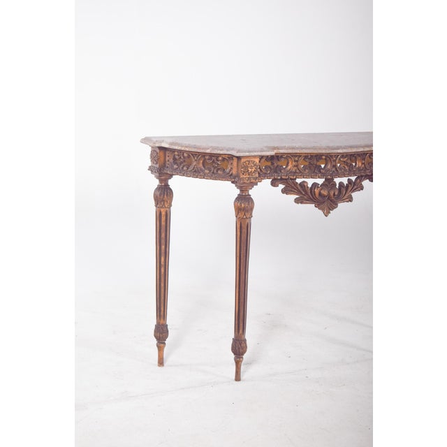 Portuguese Gilded Carving Side Table with Marble Top For Sale - Image 3 of 13