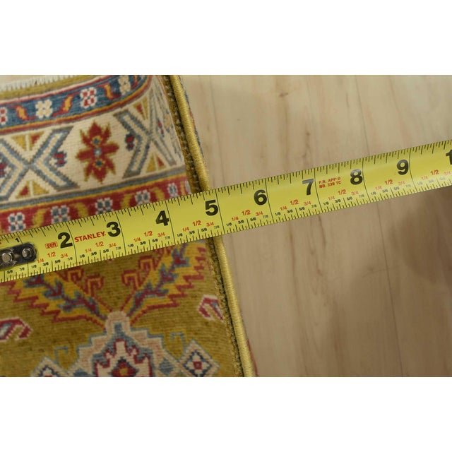 Kazak Runner 2’8” X 9’8” Green Wool Tribal Hand-Knotted Oriental Rug For Sale - Image 12 of 14