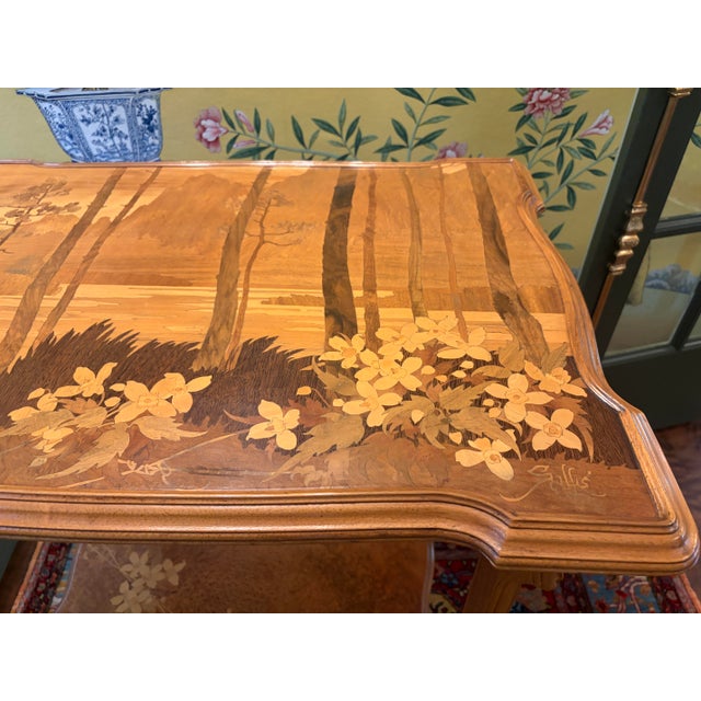 Art Nouveau Antique Inlaid Marquetry Art Nouveau Table by Émile Gallé For Sale - Image 3 of 12