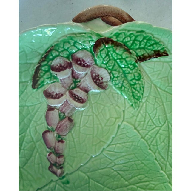English Vintage Hand Painted "Green Foxglove" Pattern Dish by Carlton Ware For Sale - Image 3 of 6