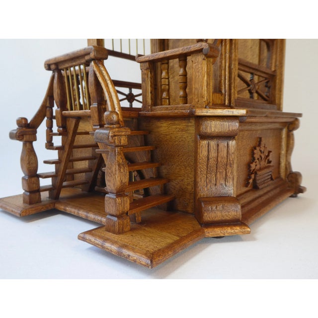 Brown Carved Wood Display Cabinet For Sale - Image 8 of 11