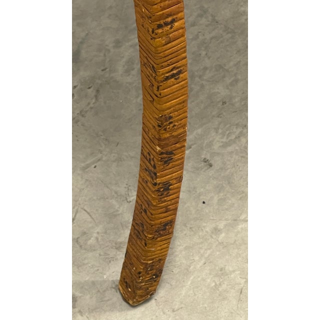 Mid-Century Bohemian Burnt Rattan Daybed Bench With Authentic Hand-Woven Cane Seat For Sale - Image 16 of 18