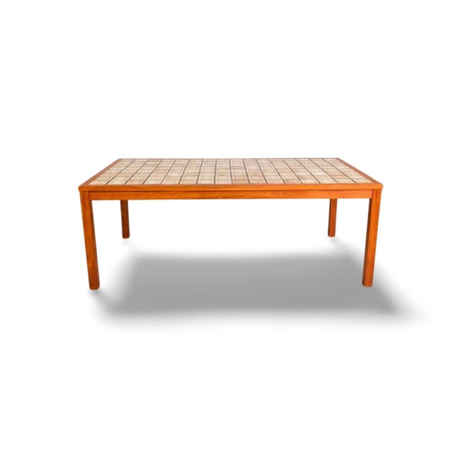 Beige Mid-Century Brutalist Coffee Table in Teak with Ceramic Tiles For Sale - Image 8 of 8