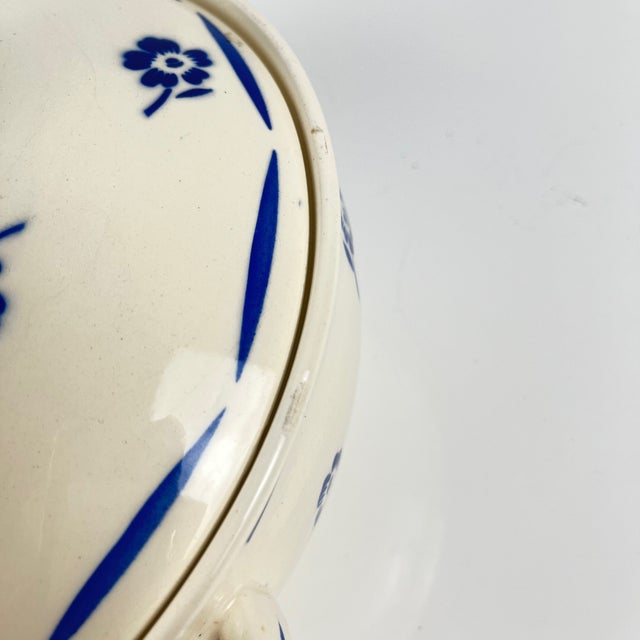 Vintage Semi-Porcelain Tureen with Blue Floral Pattern from Badonviller, 1920s For Sale - Image 10 of 14