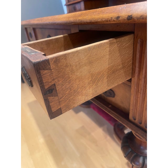 19th Century Antique French Writing Desk With Unusual Velvet Footrest For Sale In Seattle - Image 6 of 17