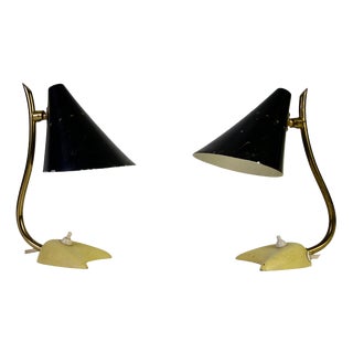 Mid-Century Modern Italian Brass Table Lamps, 1960s, Set of 2 For Sale