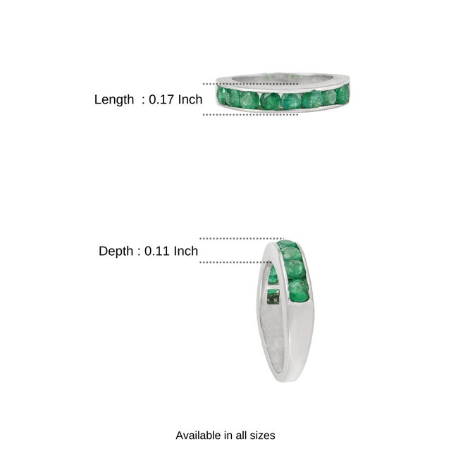 Art Deco Style 0.85 Ct Green Emerald Channel Set Half Eternity Band Ring Size 9 For Sale - Image 12 of 15