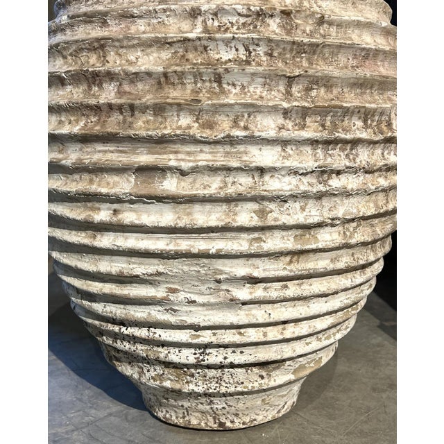 Late 19th Century Antique White Patinated Terra Cotta Grain Pot From Greece For Sale - Image 5 of 8