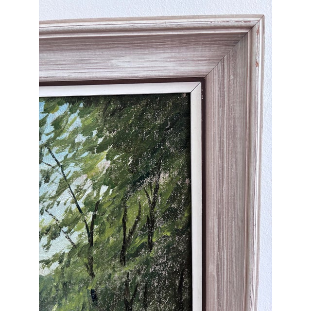 Vintage Woodland Lake Oil Painting, Forest Landscape Art - Signed For Sale - Image 6 of 14