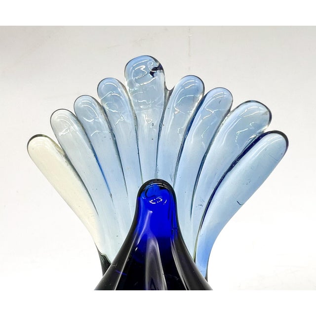 Murano 20th Century Somerso Murano Glass Bird- Blue and Yellow For Sale - Image 4 of 10