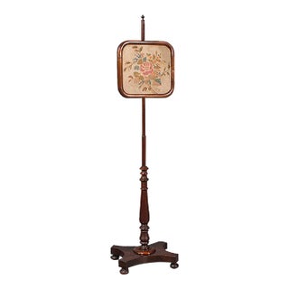 1830s Antique Regency English Adjustable Pole Screen For Sale