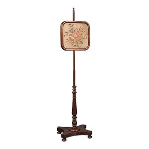 1830s Antique Regency English Adjustable Pole Screen