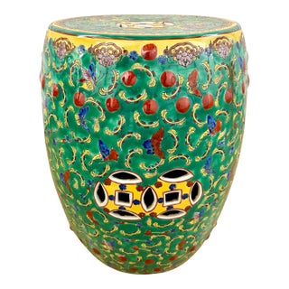 Vintage Chinese Enameled Porcelain Garden Stool For Sale
