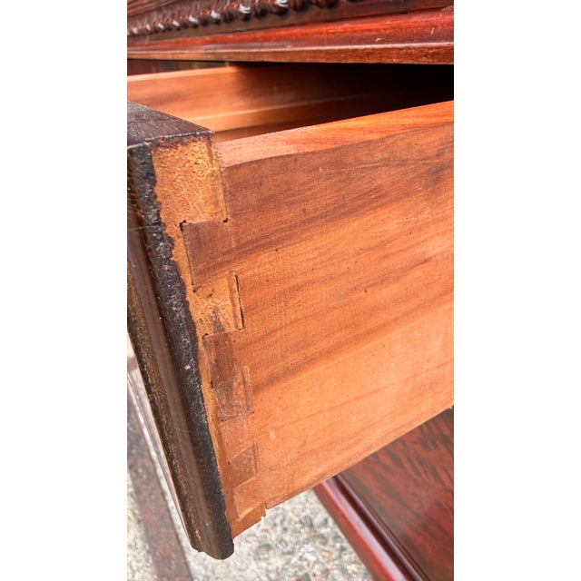 Antique Louis XV Revival Carved Mahogany Desk With Mirrored Top For Sale - Image 10 of 17