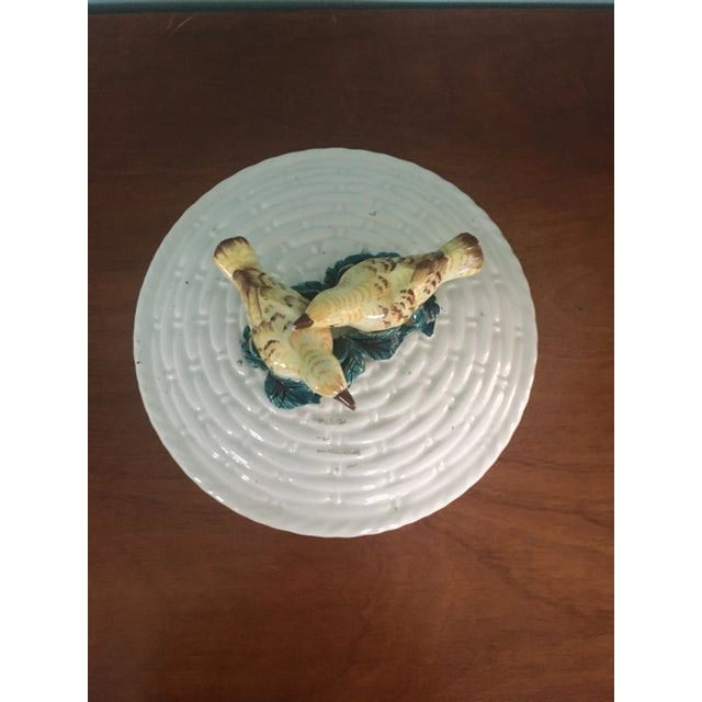 Italian Round Ceramic Birds Finial Trinket Box Made in Italy For Sale - Image 3 of 6