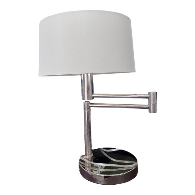 Ralph Lauren Polished Chrome Articulating Swing Arm Table Lamp For Sale