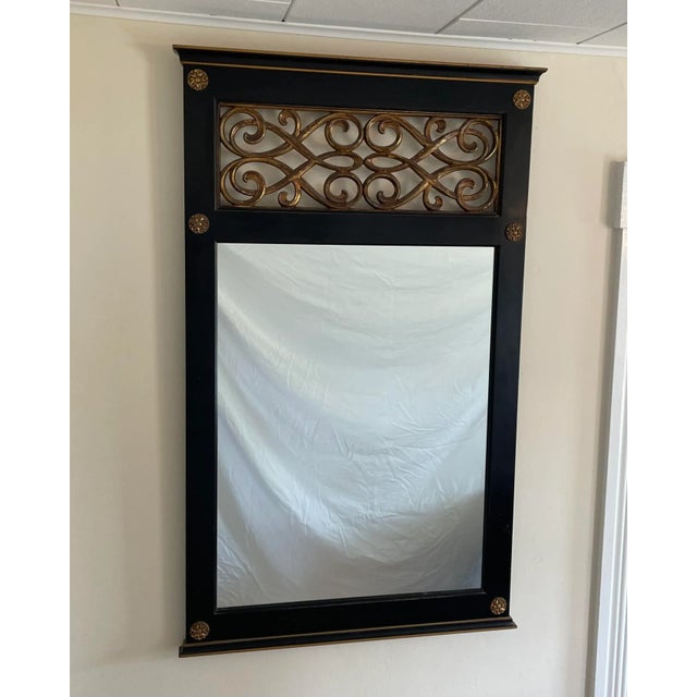 Mid 20th Century Vintage Black and Gold Hollywood Regency Mirror For Sale - Image 5 of 5