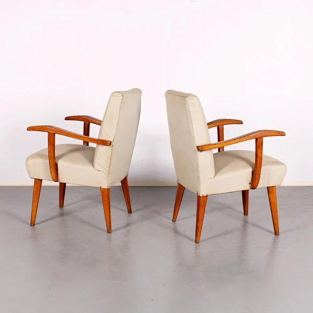Set of Mid-Century Oak & Upholstery Armchairs, in Very Good conditions. Designed 1920 to 1949