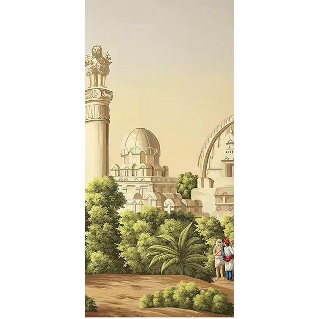 36" * H96" * 3ps,‌ Hand-Painted Retro South Asian Elephant Journey Wall Mural, Custom Seamless Camel Palm Tree Decor Mural For Sale - Image 4 of 4