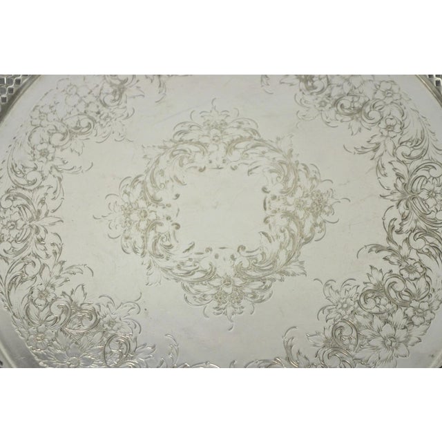 Vintage Eg Webster & Son Silver Plated Grapevine Round Bar Serving Platter Tray For Sale - Image 4 of 11