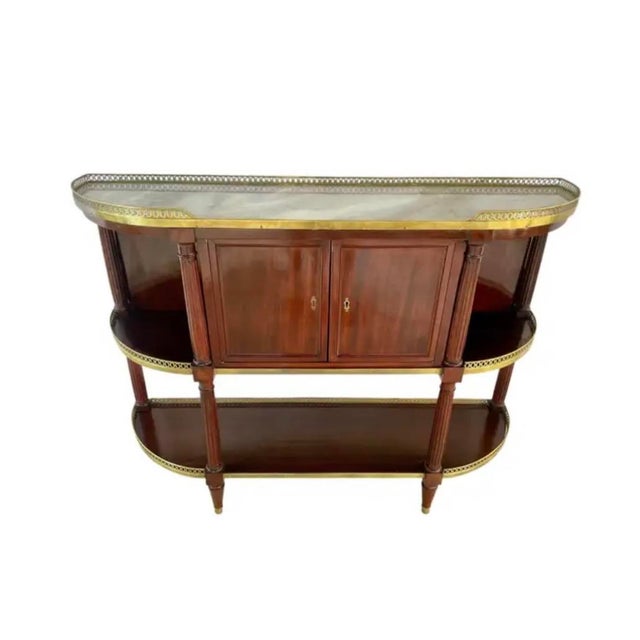 Wood French Mahogany Buffet With Marble Top and Brass Gallery For Sale - Image 7 of 17
