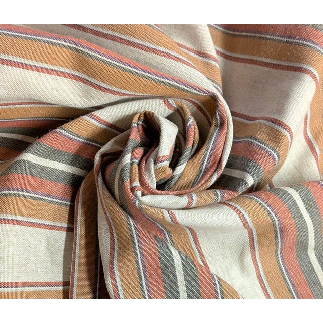 P Kaufmann "Yucatan Stripe" Russet Linen Blend Indoor/Outdoor Fabric-5 Yards For Sale - Image 4 of 6