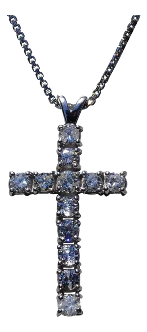 The Texas City: White Gold and Diamond Cross Pendant