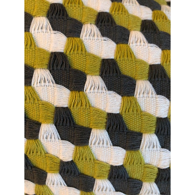 Contemporary Green Woven Bolster Pillows - A Pair For Sale - Image 3 of 9