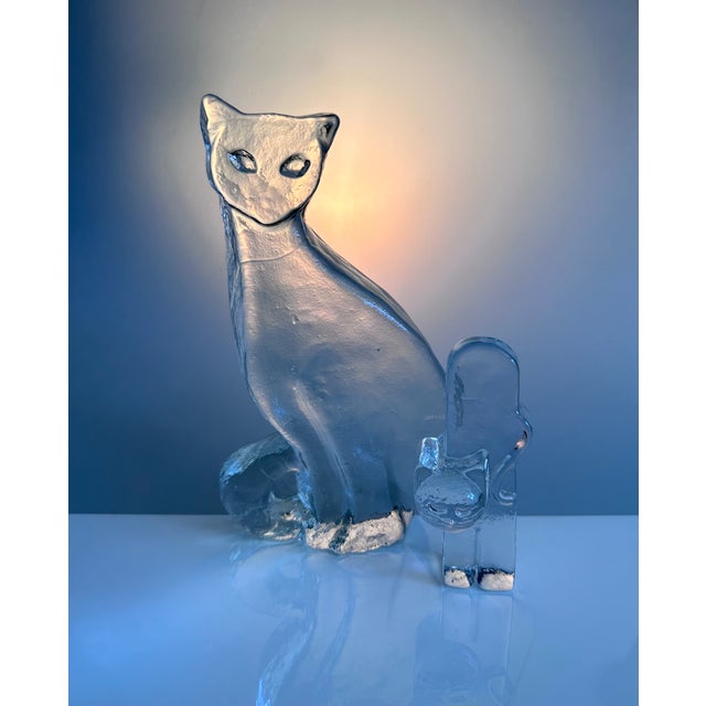 Large Glass Cat Figurines by Bertil Vallien for Kosta Boda, Sweden, 1970s, Set of 2 For Sale - Image 13 of 18