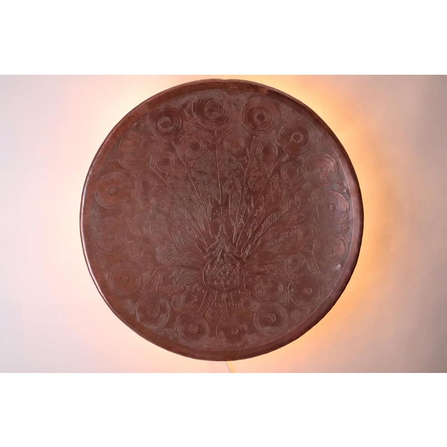 1950s Scandinavian Copper Aurora Wall Light with Peacock attributed to Bjørn Wiinblad, Denmark, 1950s For Sale - Image 5 of 16