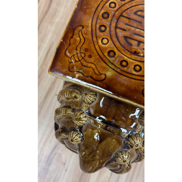 Vintage Brown Ceramic Elephant Garden Stools, a Pair For Sale In Kansas City - Image 6 of 7