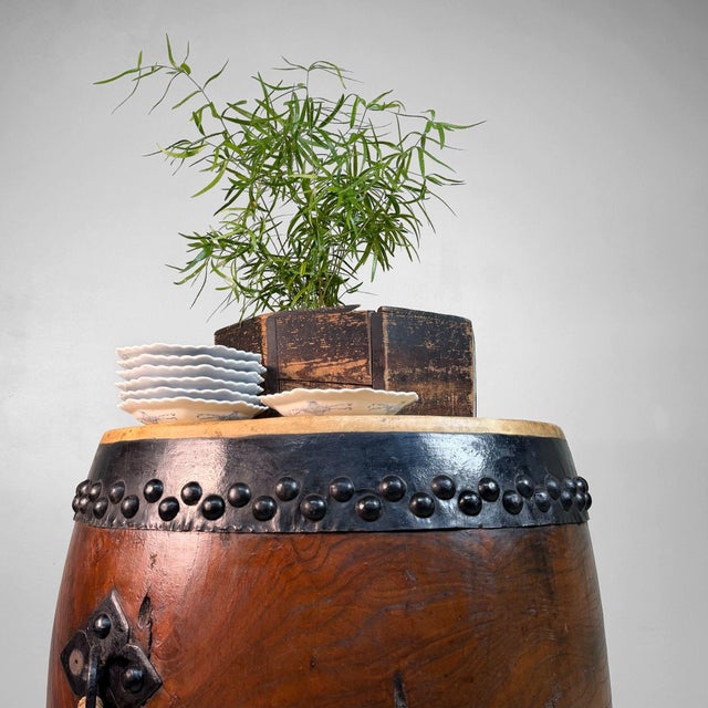 Black Decorative Japanese Nagadō Taiko Matsuri Drum, 1950s For Sale - Image 8 of 18