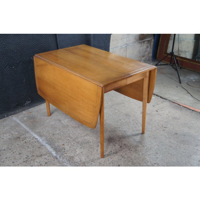 1960s Drexel Meridian Mid Century Modern Walnut Drop Leaf Extendable Dining Table 95" For Sale - Image 5 of 13