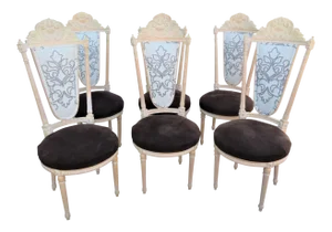 Louis XVI Shell Carved Maple Dining Chairs-Set of 6