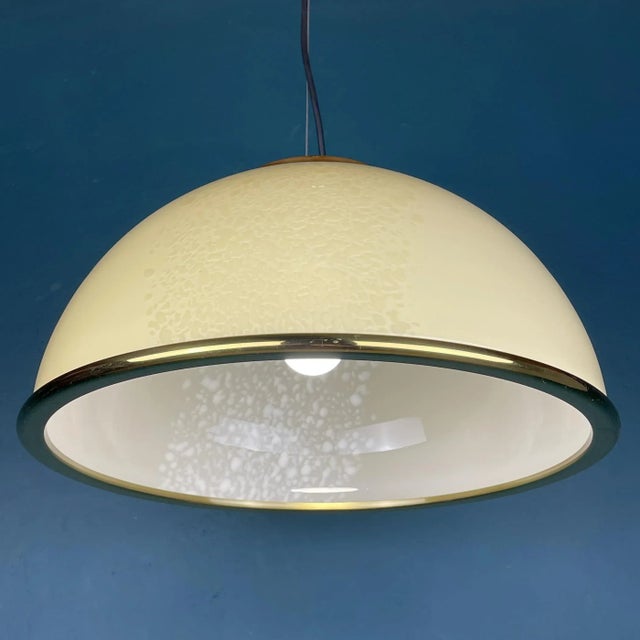 Gold Vintage Beige Murano Glass Pendant Lamp by F. Fabbian, Italy, 1970s For Sale - Image 8 of 13