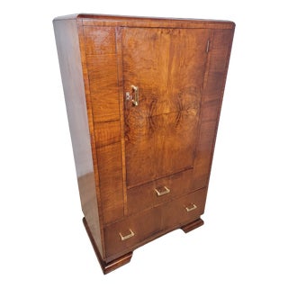 Mid-Century Art Deco Style Walnut Tall Boy, 1950s For Sale
