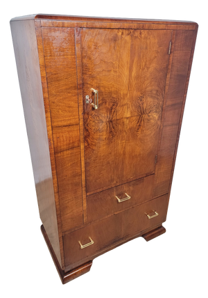 Mid-Century Art Deco Style Walnut Tall Boy, 1950s