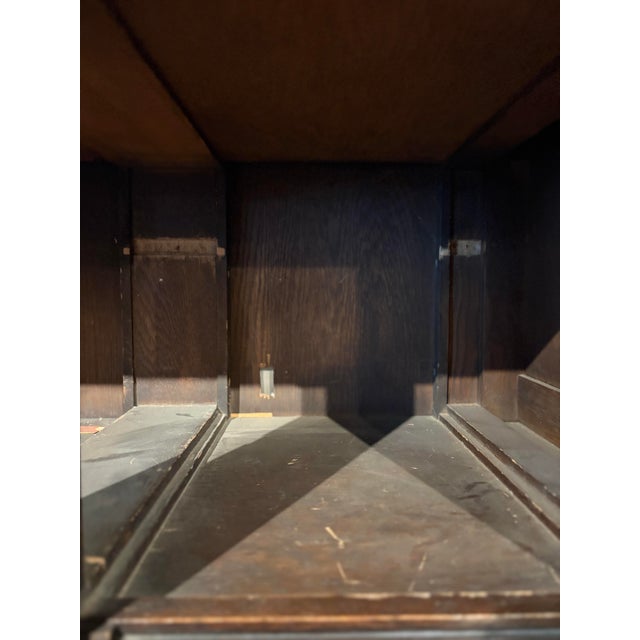 Early 20th Century Hand-Carved Gothic Revival Two-Tiered Cabinet With Iron Hardware For Sale - Image 14 of 16