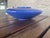 Mid Century 1970's Cobalt Blue Glossy Ceramic Flying Saucer Ikebana Vase - Rare For Sale - Image 4 of 7