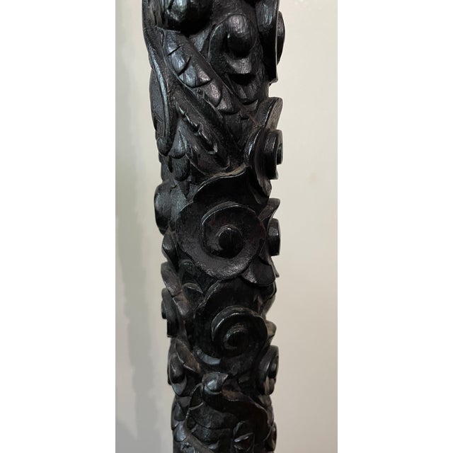 Ebonized, Carved Chinese Export Floor Lamp With Dragons, Early 1900s For Sale In Atlanta - Image 6 of 11