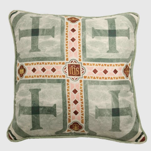 Contemporary Jerusalem Cross Silk & Velvet Pillow For Sale - Image 4 of 4