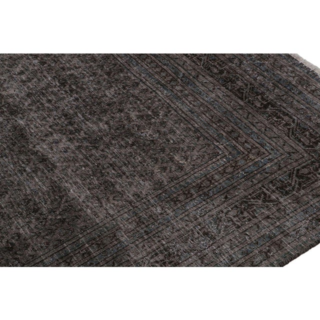 1970s Vintage Persian Rug in Gray With Blue Geometric Patterns, From Rug & Kilim For Sale - Image 5 of 7