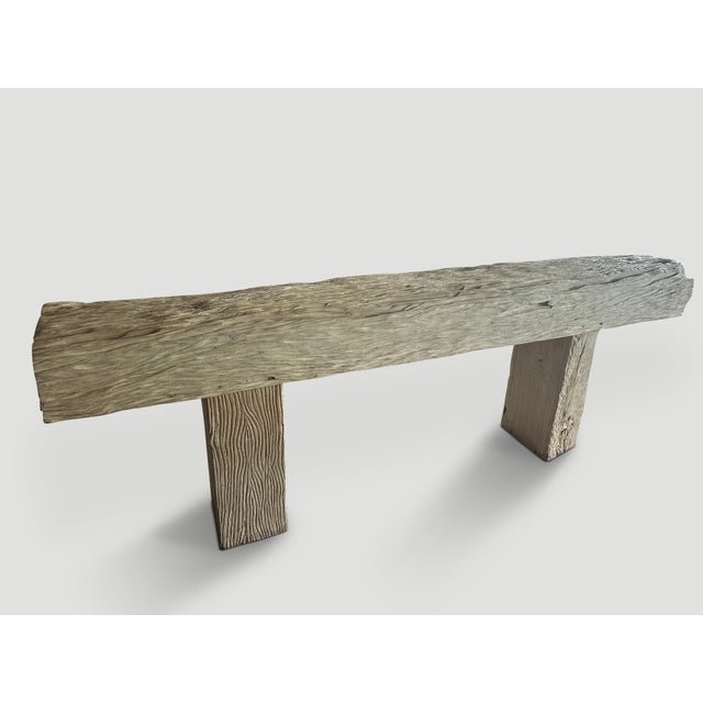 Andrianna Shamaris Monumental Bleached Teak Wood Console Table For Sale - Image 18 of 18