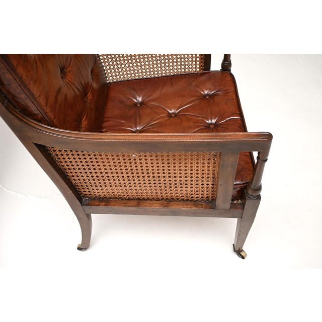 Antique Edwardian Leather and Cane Armchair, 1900 For Sale - Image 9 of 11
