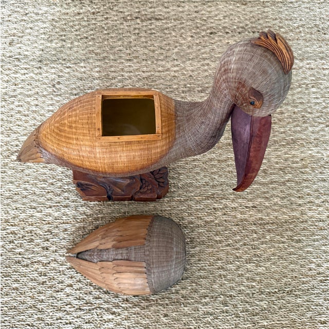 Wood Shanghai Handicrafts Large Woven Wicker Pelican Box For Sale - Image 7 of 12